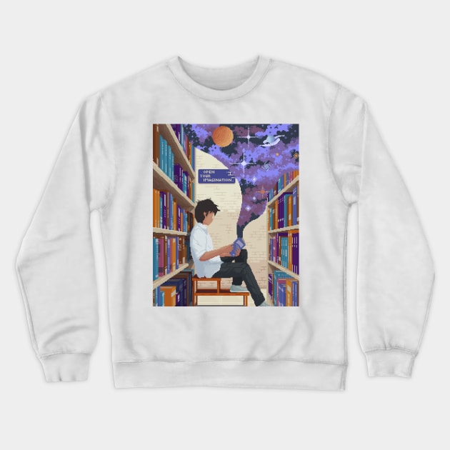 Open Your Book Crewneck Sweatshirt by animaperio pixel retro